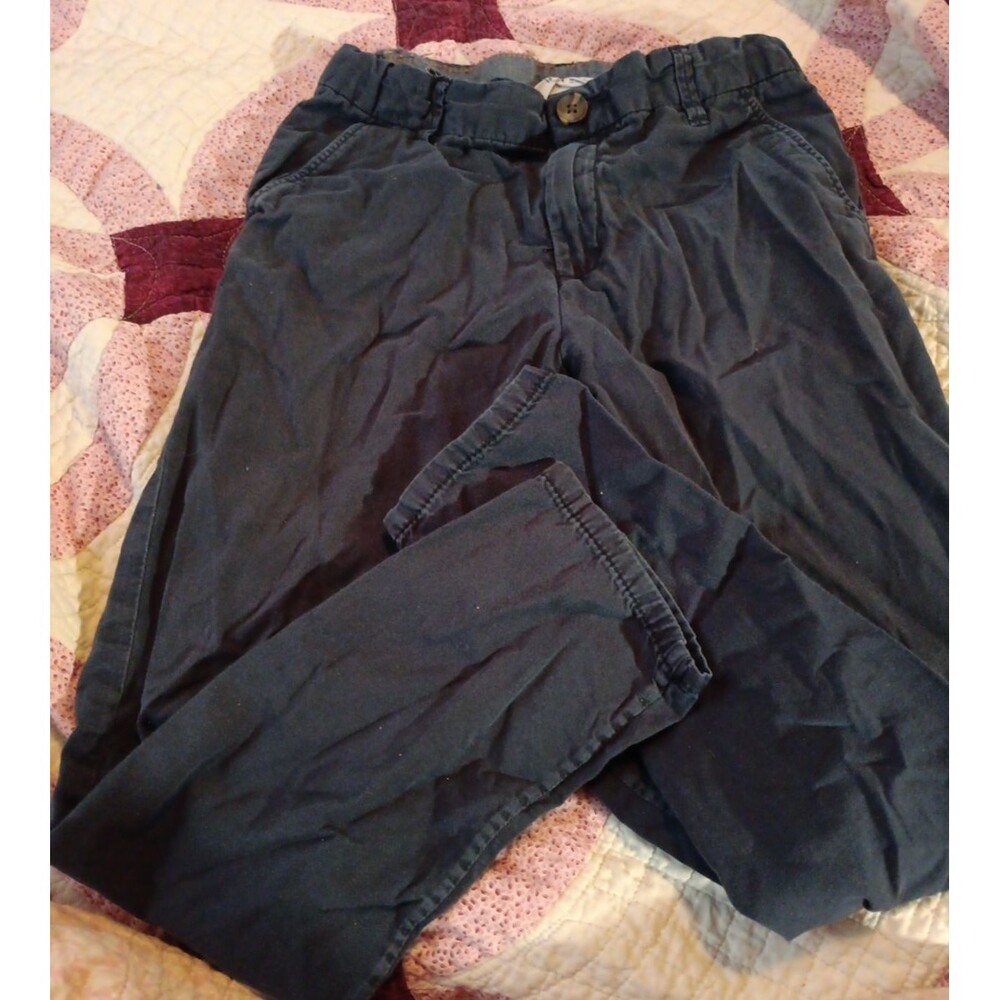 H&M Boys Navy Blue Suit Dress Pants Size 7 Adjustable Waist
